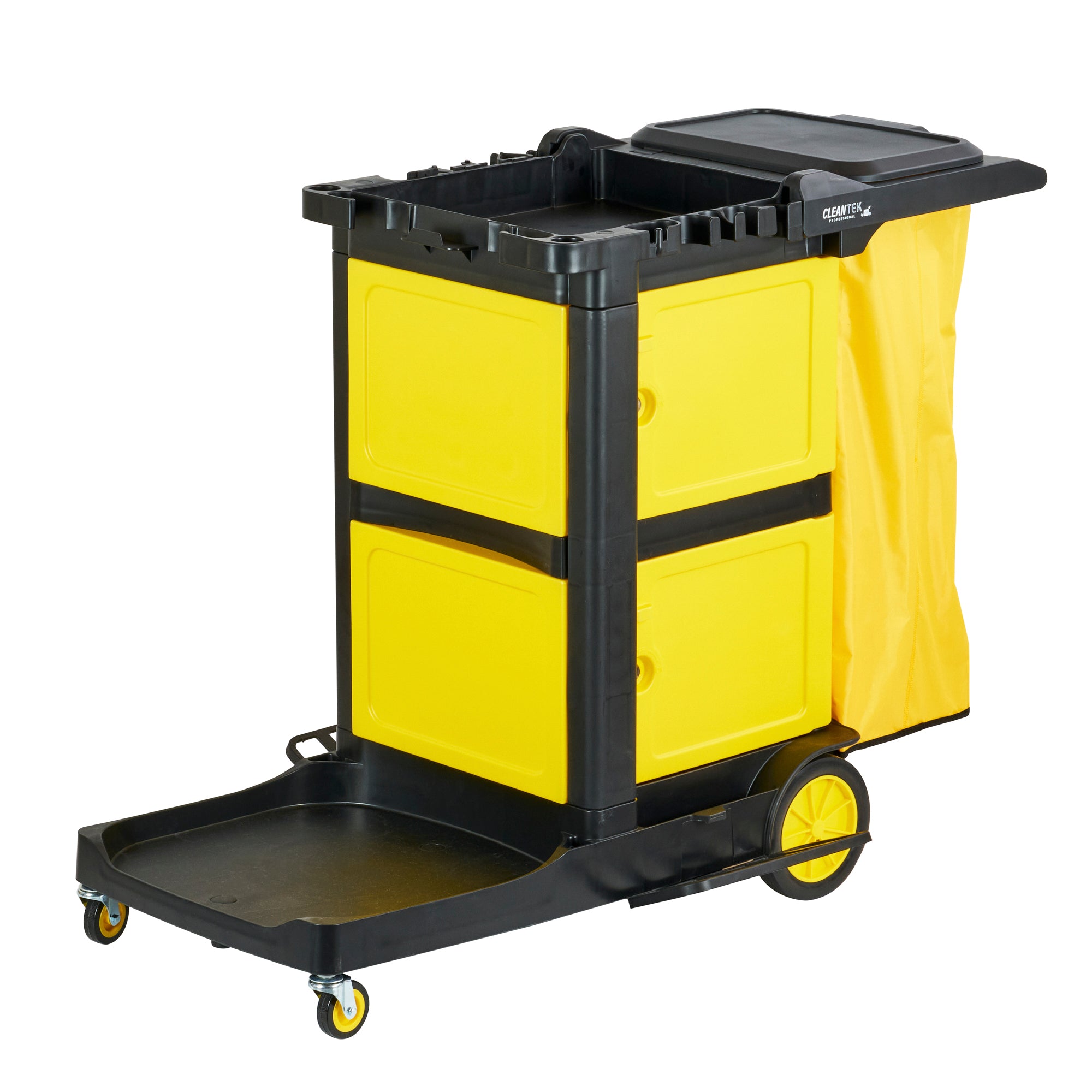 Clean Tek Professional Black Heavy Duty 3-Shelf Janitor Cart - 21 gal ...