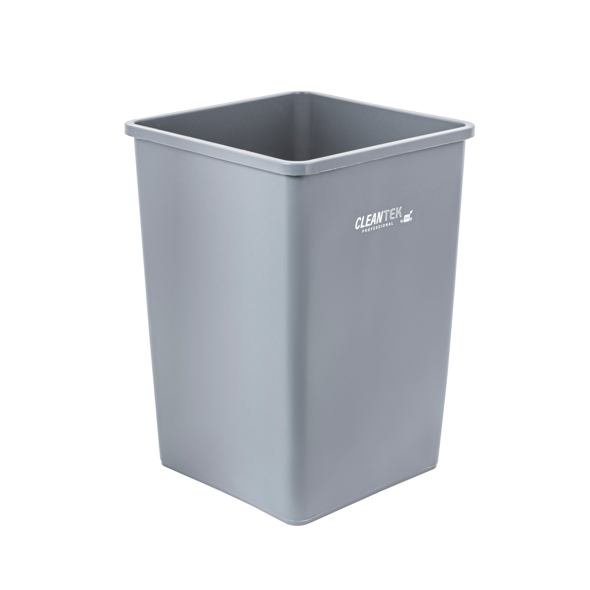 Restaurantware-Clean Tek Professional 35 Gallon Trash Can, 1 Square Waste Basket - Space Saving, Heavy-Duty, Gray Plastic Garbage Bin, for Commercial, image size:1920x1920