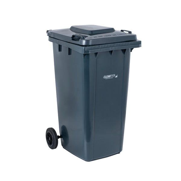 Clean Tek Professional 64 gal Rectangle Gray Plastic Wheeled Trash