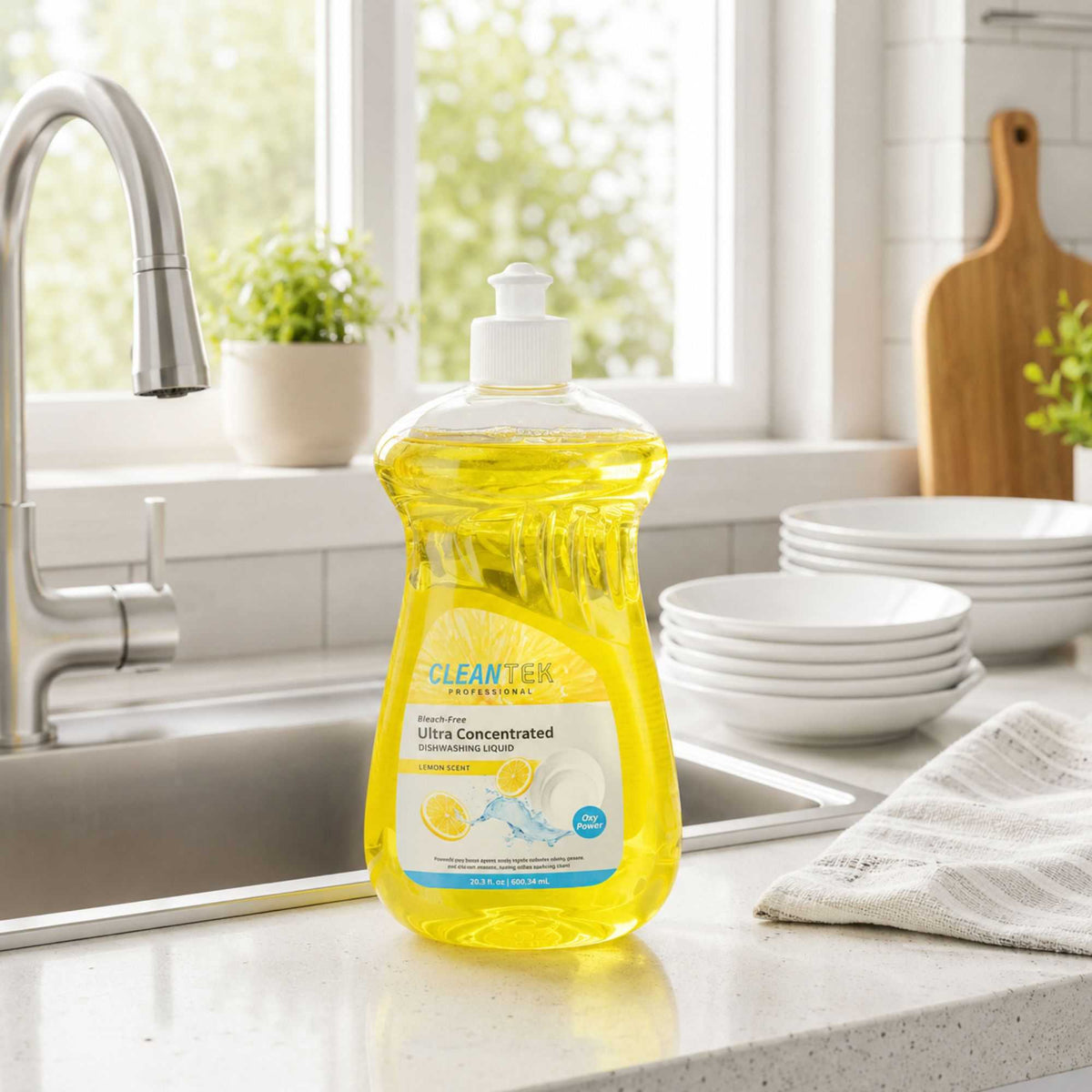 Clean Tek Professional 20.3 fl. oz Dishwashing Liquid - Ultra Concentrated, OXY Power, Lemon Scent - 1 count box