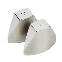 Chef 101 3 oz Silver Stainless Steel Wedge Salt And Pepper Shaker Set - 3 1/4