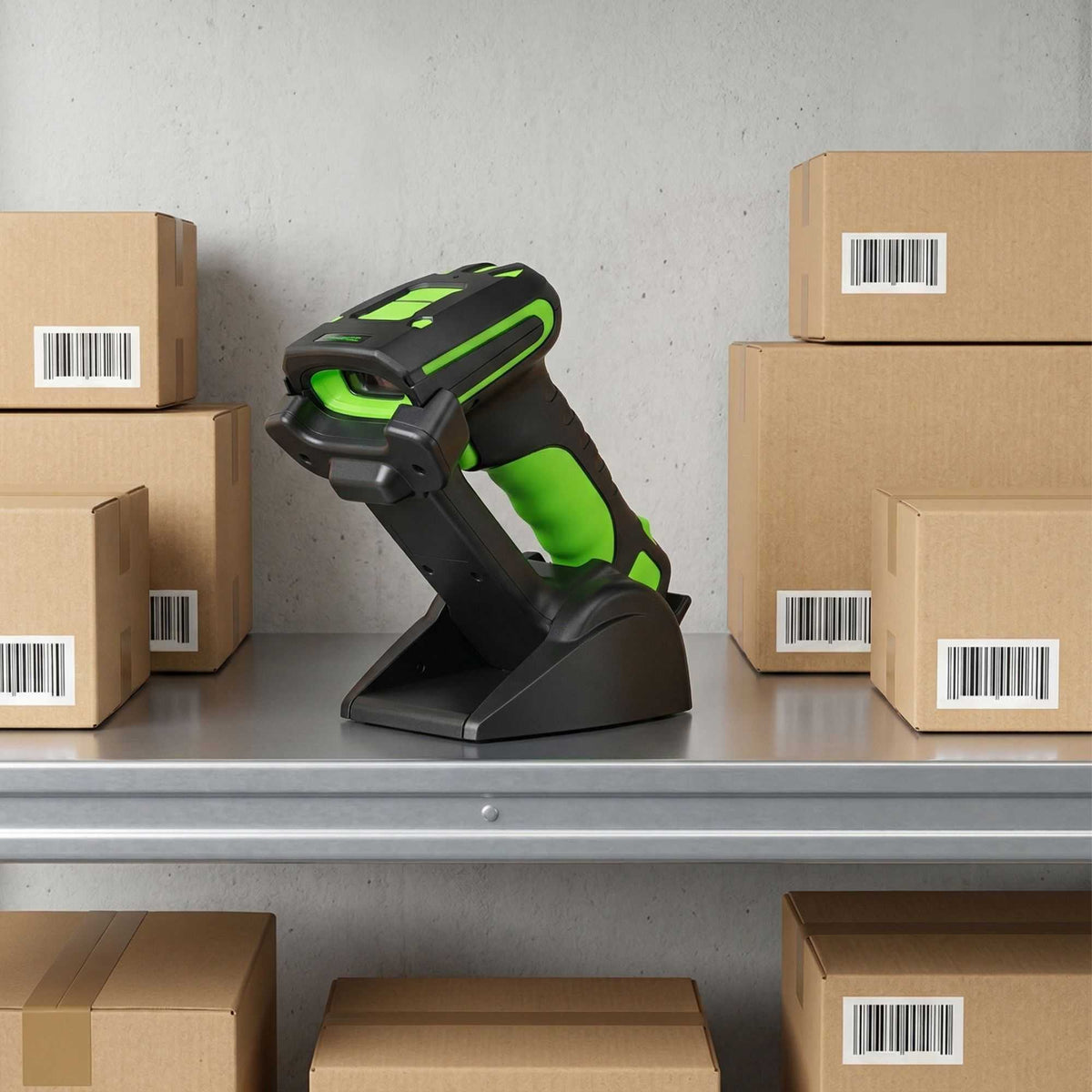 Handy Tek Black and Green Wireless Scanner Kit - Ultra-Rugged, Adjustable Charging Cradle - 1 count box