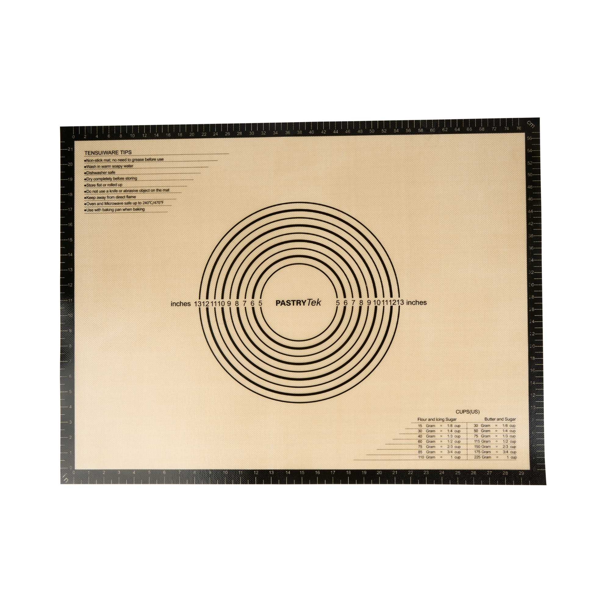 Pastry Tek Rectangle Tan and Black Silicone Extra Large Baking Mat - with Measurement Markings, Ultra Durable - 23 1/2" x 31 1/2" - 1 count box