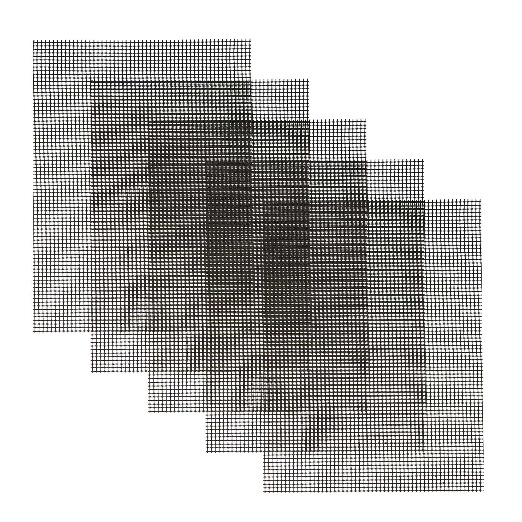 Met Lux Rectangle Black PTFE Reusable Grill Mat - Non-Stick - 15 3/4" x 13" - 5 count box