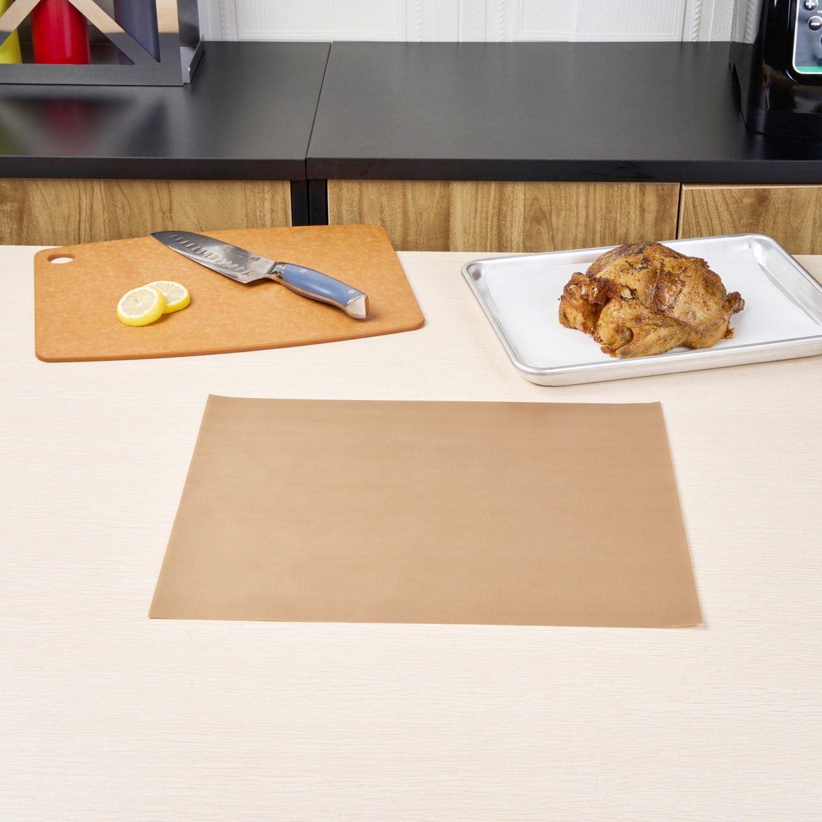 Pastry Tek Rectangle Brown PTFE Oven Liner - Non-Stick, For Bottom Of The Oven - 15 3/4" x 13" - 5 count box
