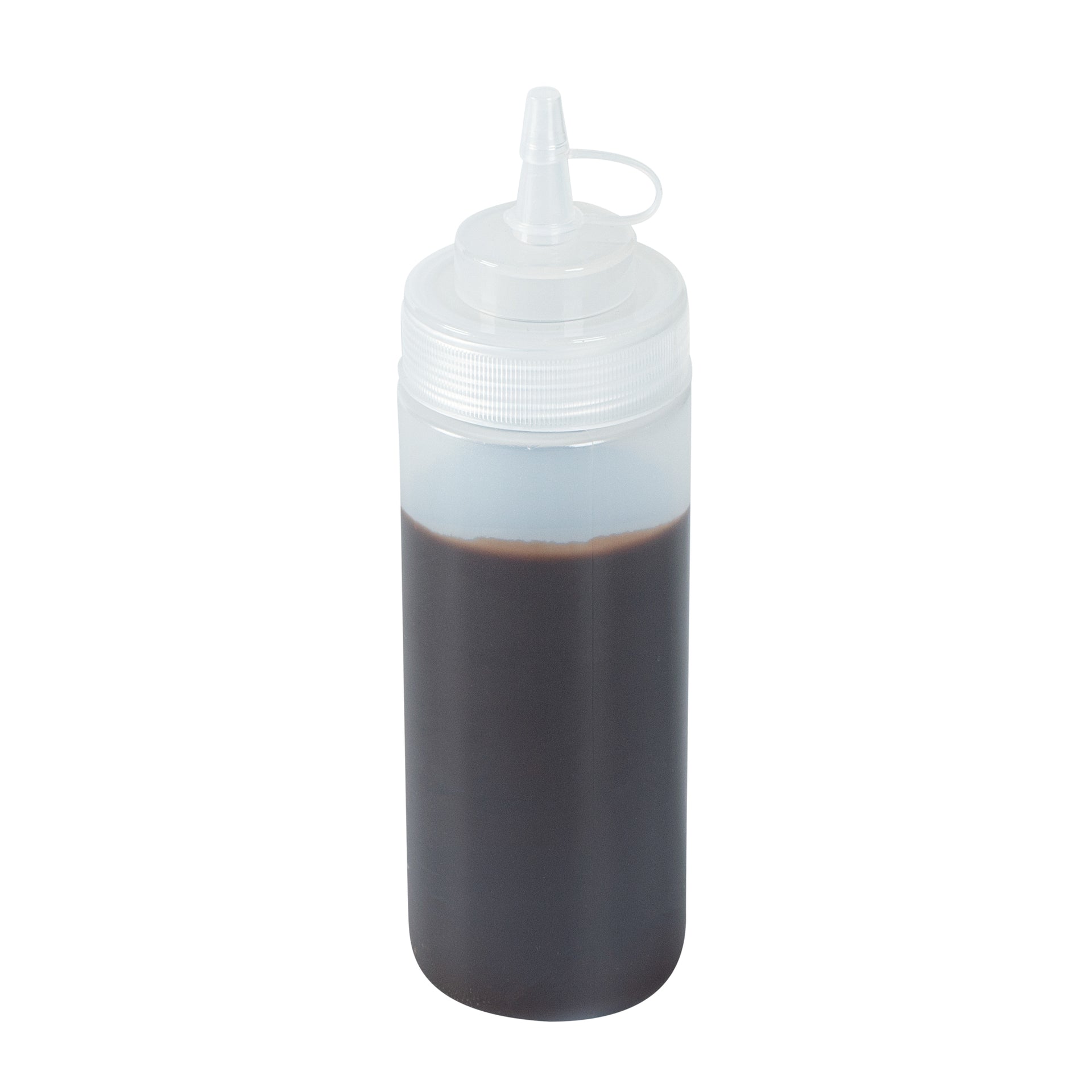 Sauce Tek 12 oz Clear Plastic Squeeze Bottle - with Cap, Wide Mouth - 2 1/4" x 2 1/4" x 7 3/4" - 1 count box