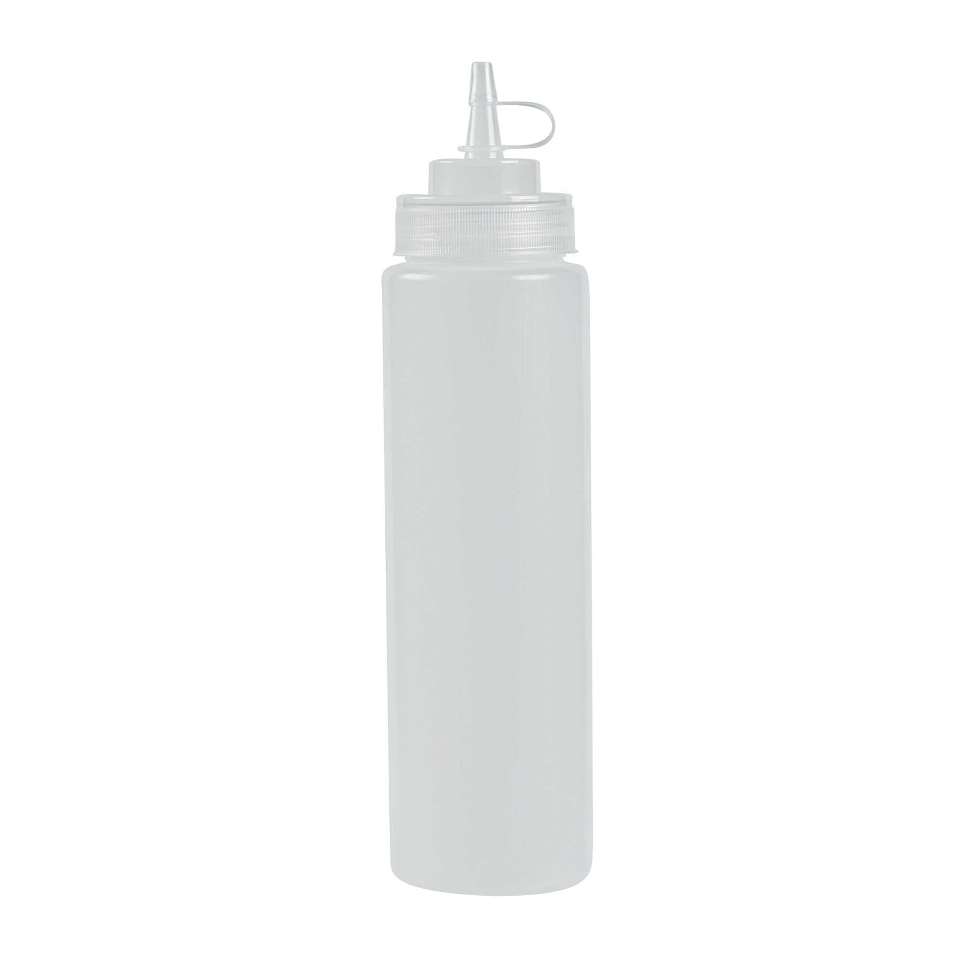 Sauce Tek 24 oz Clear Plastic Squeeze Bottle - with Cap, Wide Mouth - 2 1/2" x 2 1/2" x 10 1/4" - 1 count box