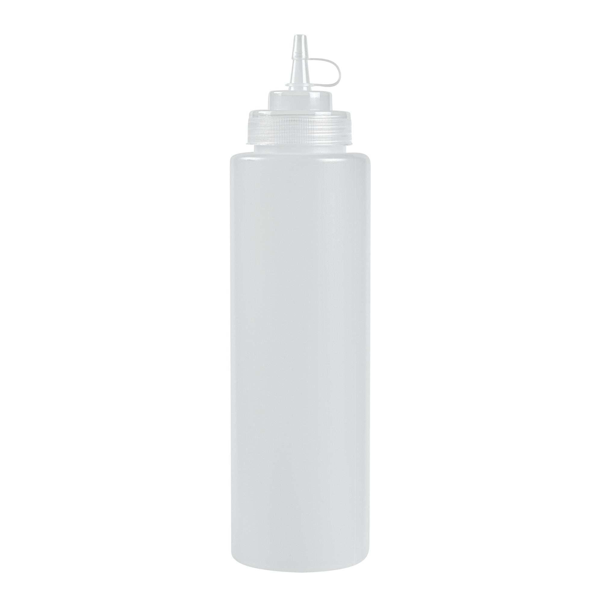 Sauce Tek 32 oz Clear Plastic Squeeze Bottle - with Cap, Wide Mouth - 3" x 3" x 11 1/2" - 1 count box