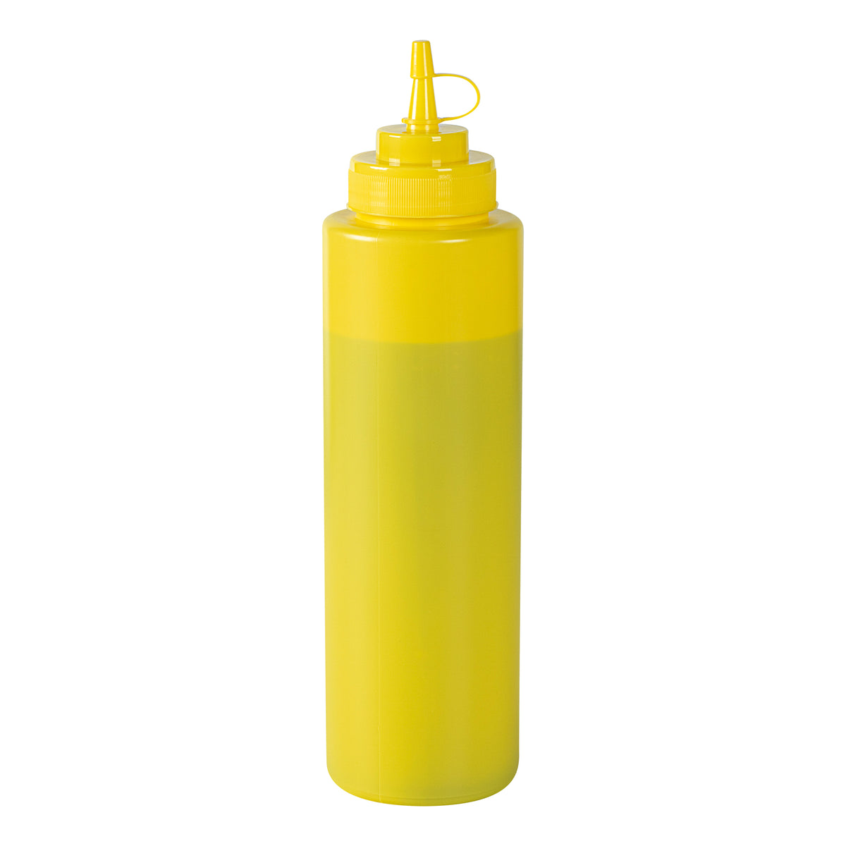 Restaurantware Plastic Squeeze Bottle 32 oz Wide Mouth Condiment Bottle With Cap Reusable Dishwashable Yellow Sauce Dispenser For Syrups, Ketchup, Mus