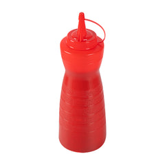 Sauce Tek 24 oz Red Plastic Squeeze Bottle - with Cap - 2 3/4