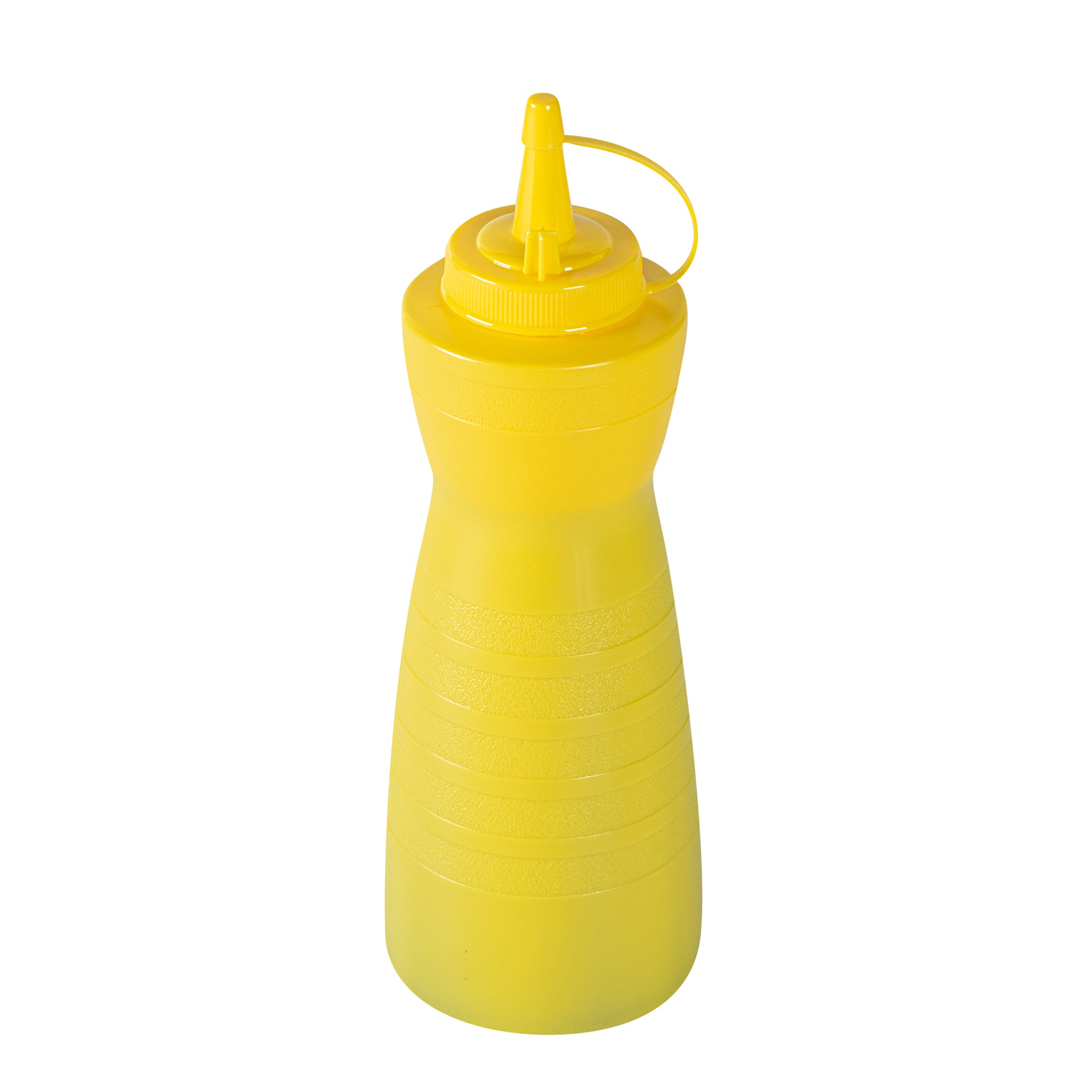 Sauce Tek 24 oz Yellow Plastic Squeeze Bottle - with Cap - 2 3/4" x 2 3/4" x 10 1/4" - 1 count box