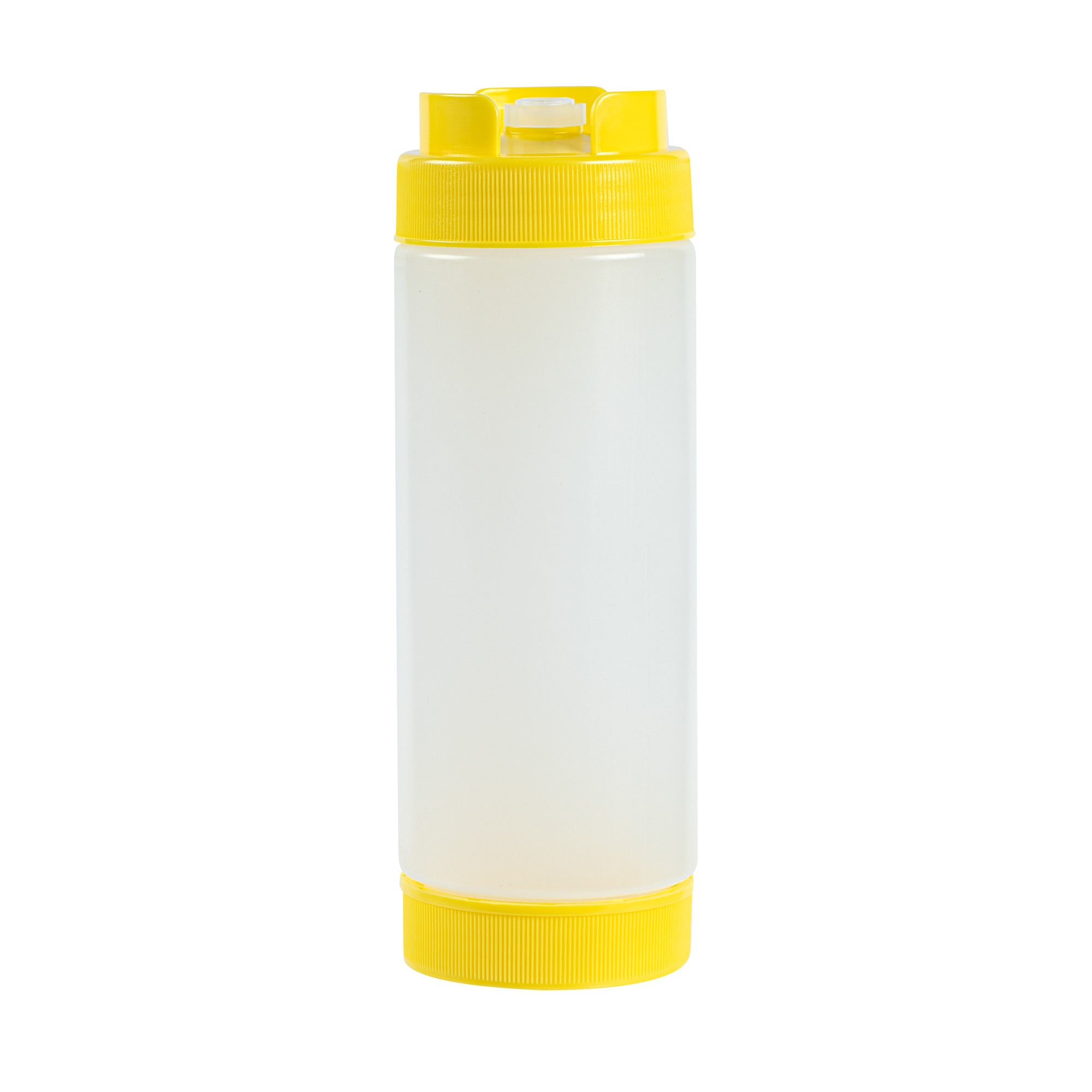 First In First Out 20 oz Yellow Plastic Squeeze Bottle - Inverted, Refill & Dispensing Lid - 2 3/4" x 2 3/4" x 7 3/4" - 1 count box