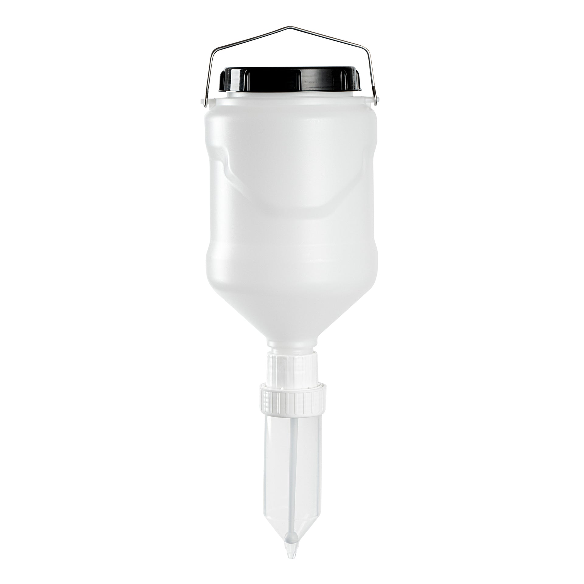 Sauce Tek 3L Plastic Hanging Bottle Condiment Pump Dispenser - with Squeeze Nozzle - 6" x 6" x 16 3/4" - 1 count box