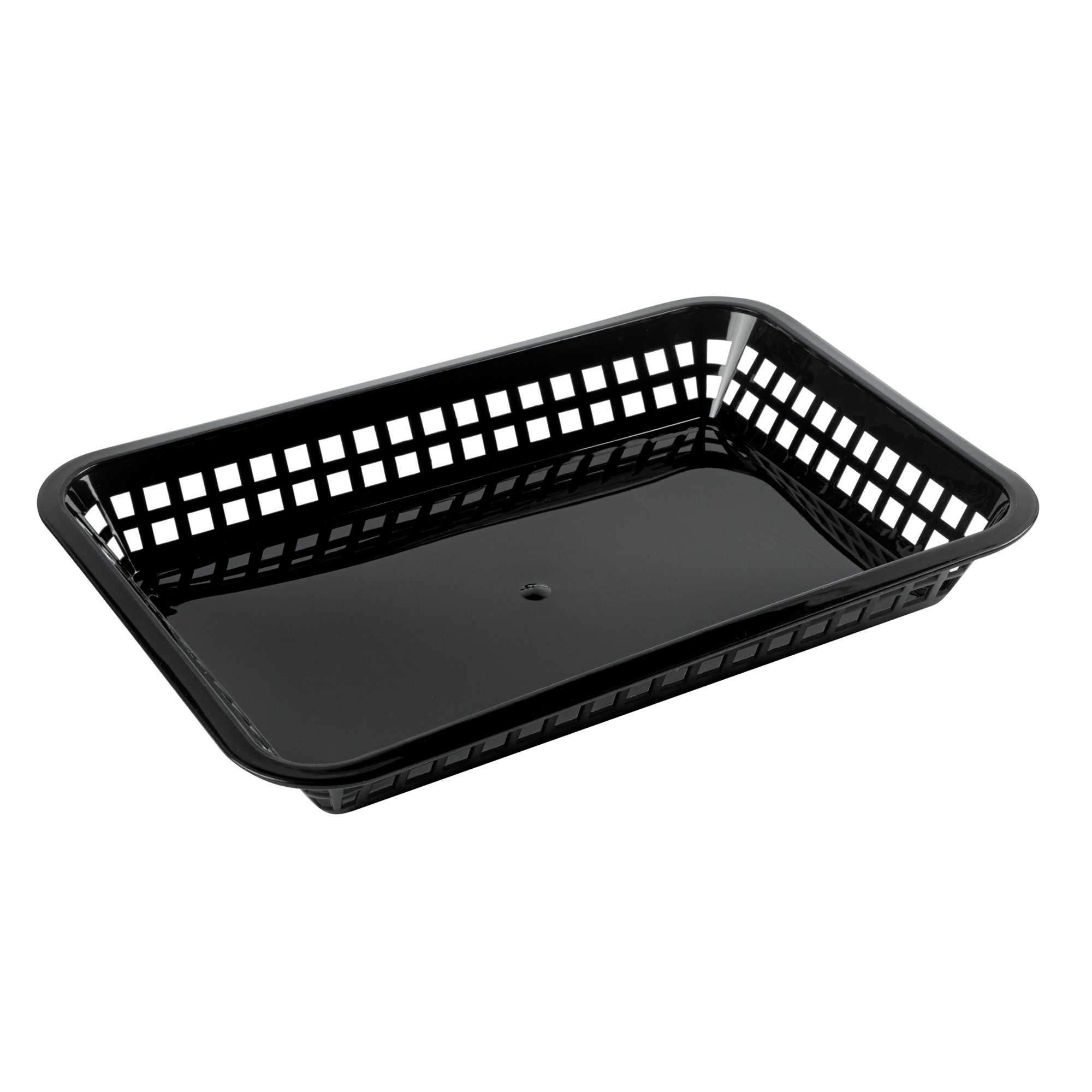 Chef 101 Rectangle Black Plastic Fast Food Serving Basket - 11 3/4" x 8 1/2" x 1 1/2" - 3000 count box