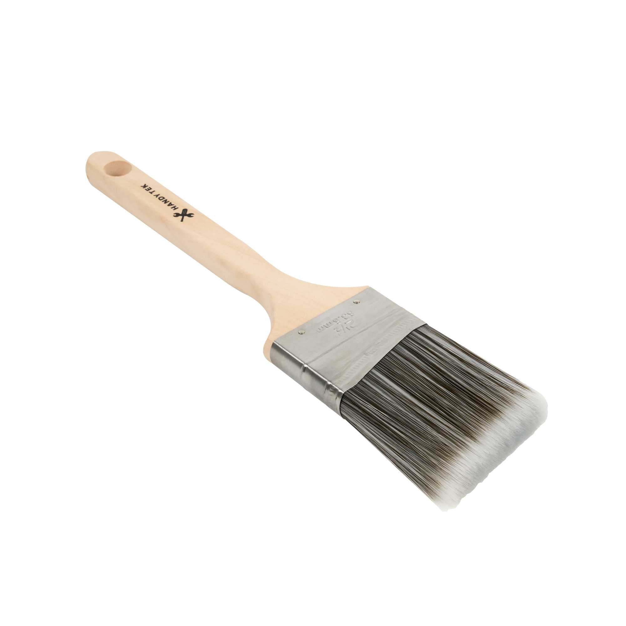 Handy Tek Synthetic Polyester Paint Brush - Angled, Long Handle - 2 1/2" - 6 count box