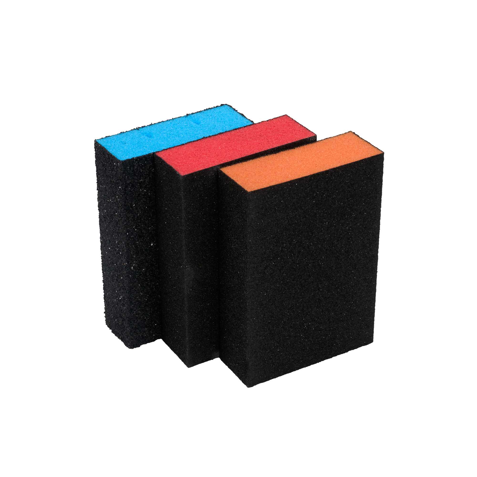 Handy Tek Assorted Grit Sanding Sponge Set - 4-Piece, Flat Edges, with Handle - 4 1/4" x 2 3/4" x 4 1/2" - 6 count box