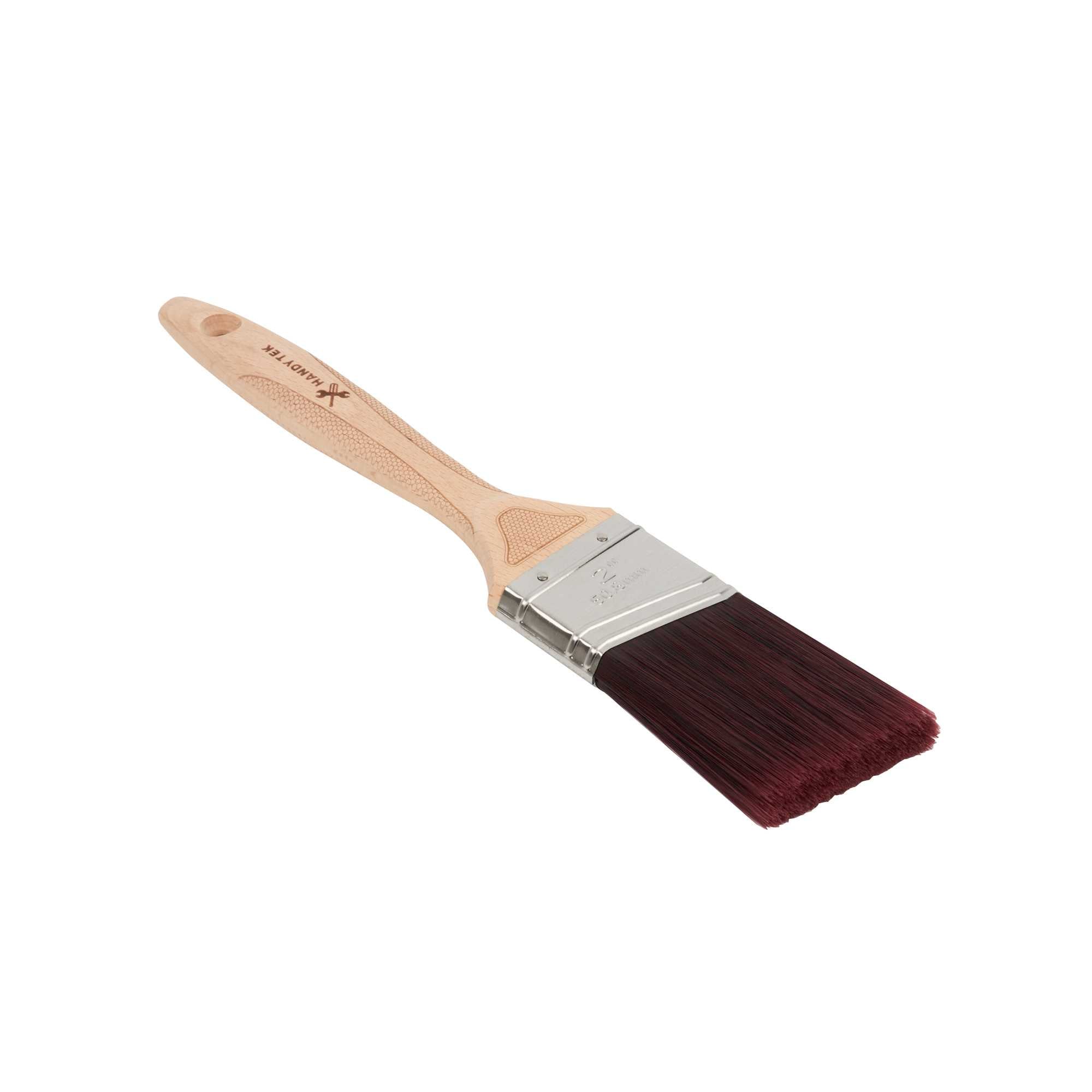 Handy Tek Polyester Paint Brush - Angled, Soft Tip, Textured Handle - 2" - 1 count box
