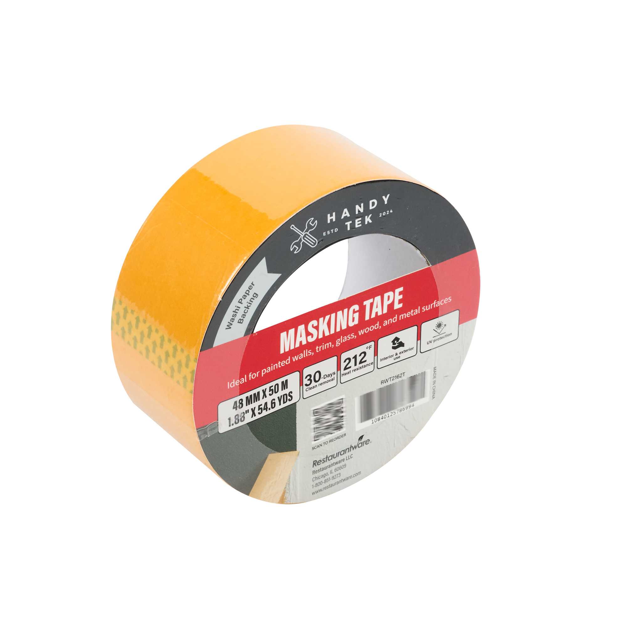 Handy Tek Orange Rice Paper Masking Tape Roll - 2" x 54 yds - 72 count box