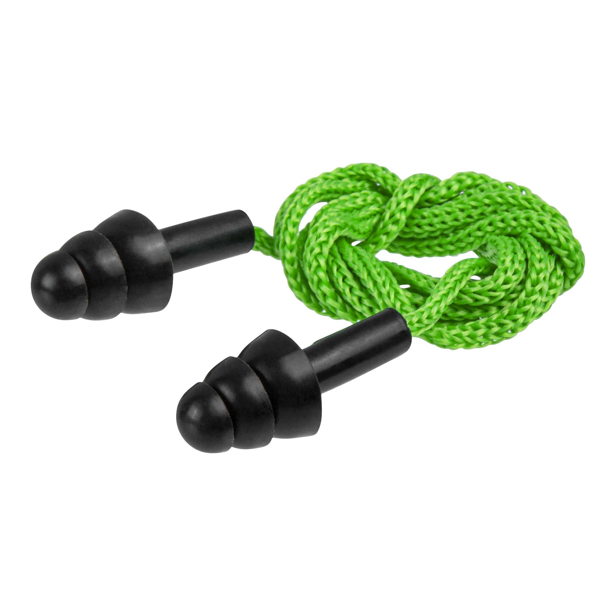 Be Safe Black and Green Silicone Corded Earplugs - 10 pairs