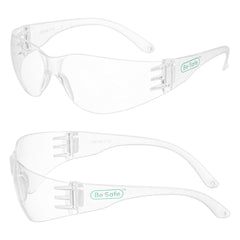 Be Safe Safety Glasses - Anti-Fog, Clear Frame with Clear Lens - 1 count box