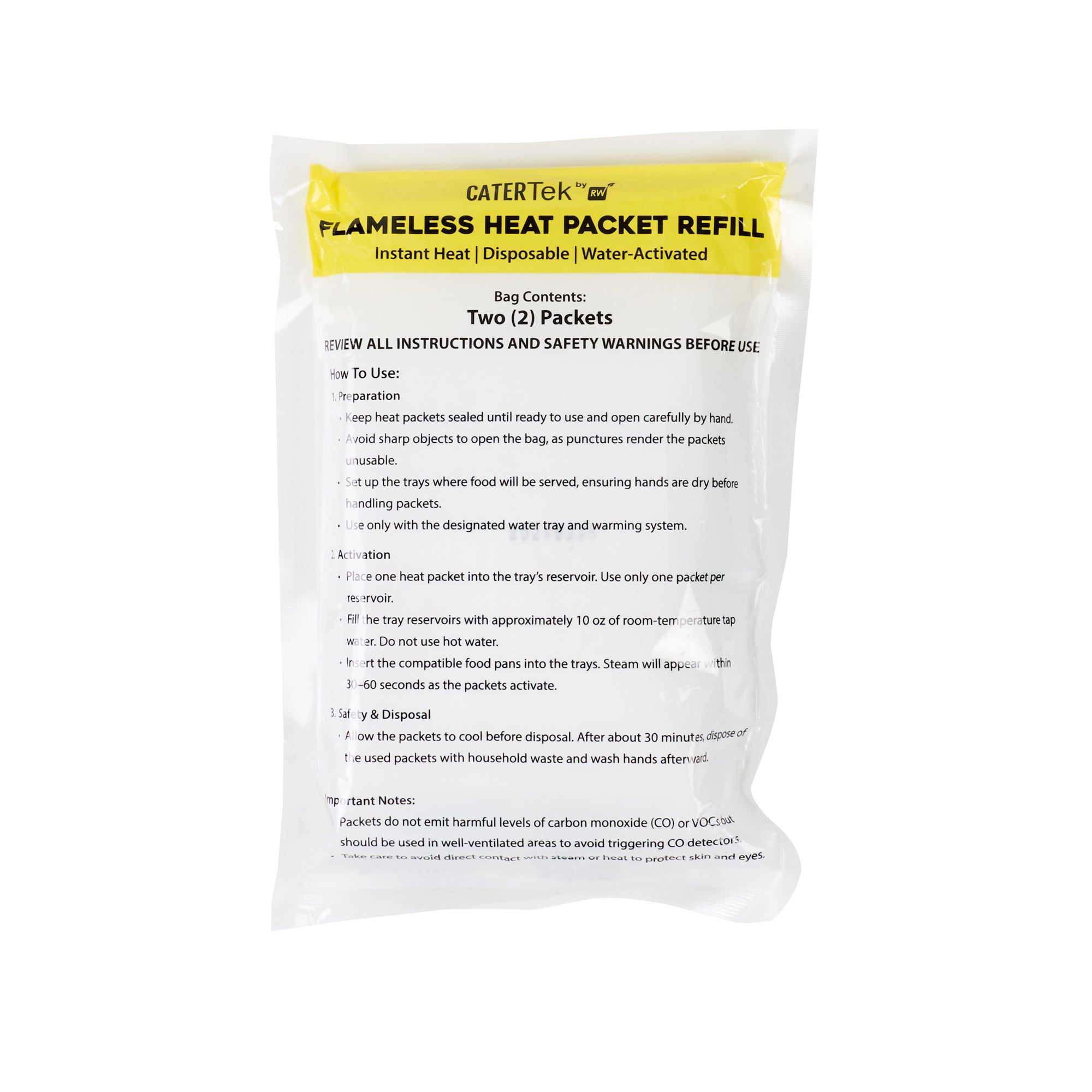 Cater Tek 100g Flameless Disposable Heat Packet Refill - Instant Heat, For Food Warming System - 10 count box