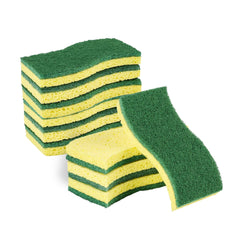 Clean Tek Professional Yellow Cellulose Sponge / Green Heavy-Duty Scouring Pad Combo - 6
