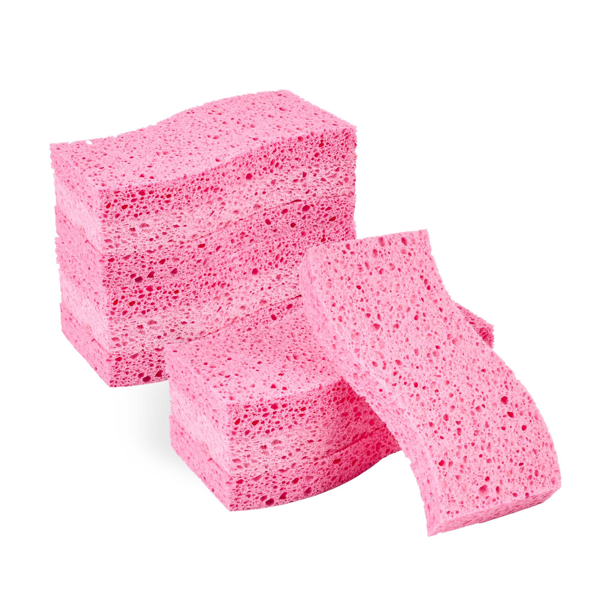 Clean Tek Professional Pink Cellulose Sponge - 6" x 3 1/2" x 3/4" - 3 count box