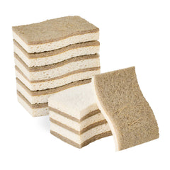 Clean Tek Professional White Cellulose Sponge / Coconut Heavy-Duty Scrubber Combo - Biodegradable - 4 1/2