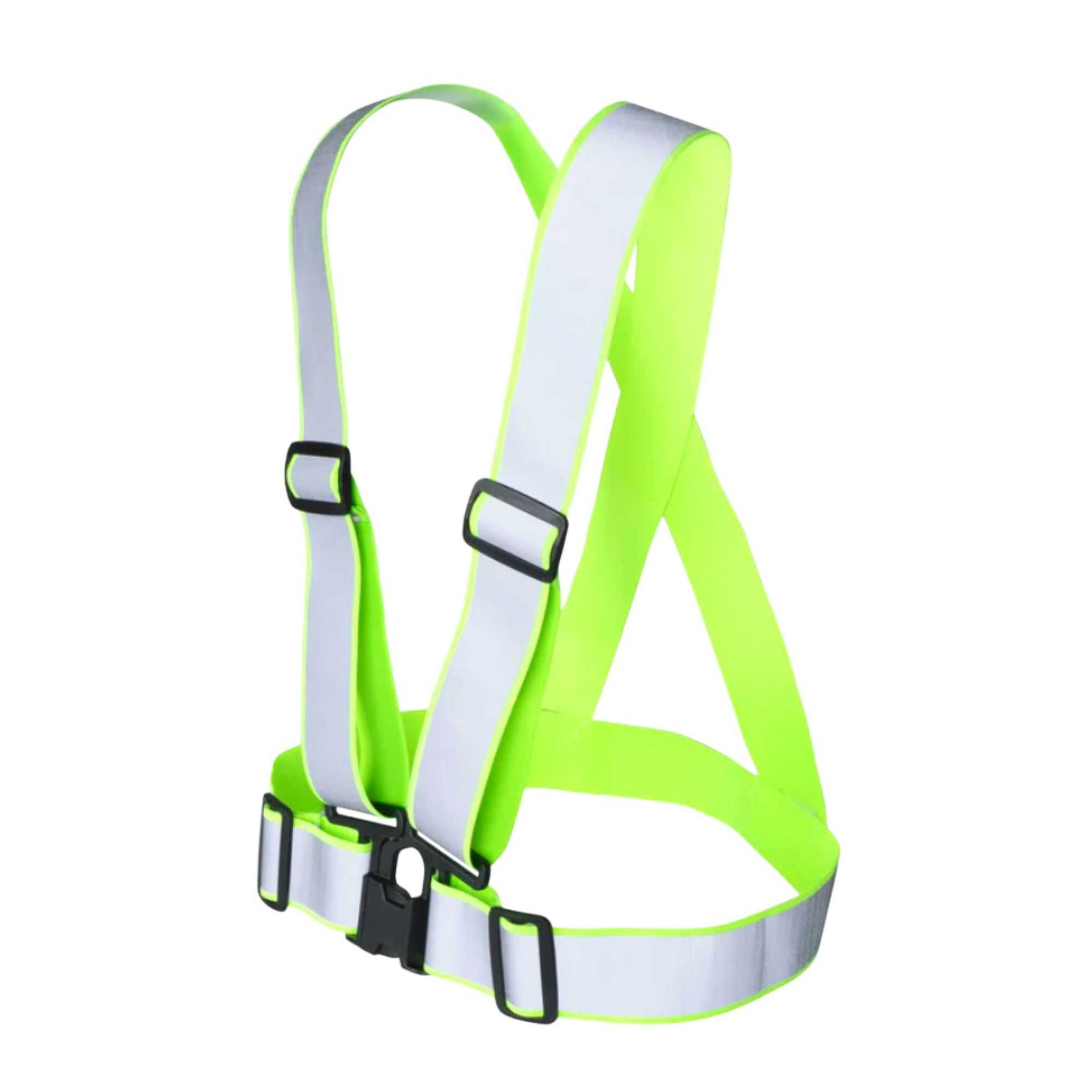 Be Safe Lime High Visibility Safety Suspenders - 1.57" Wide Reflective Tape, One Size Fits Most - 1 count box