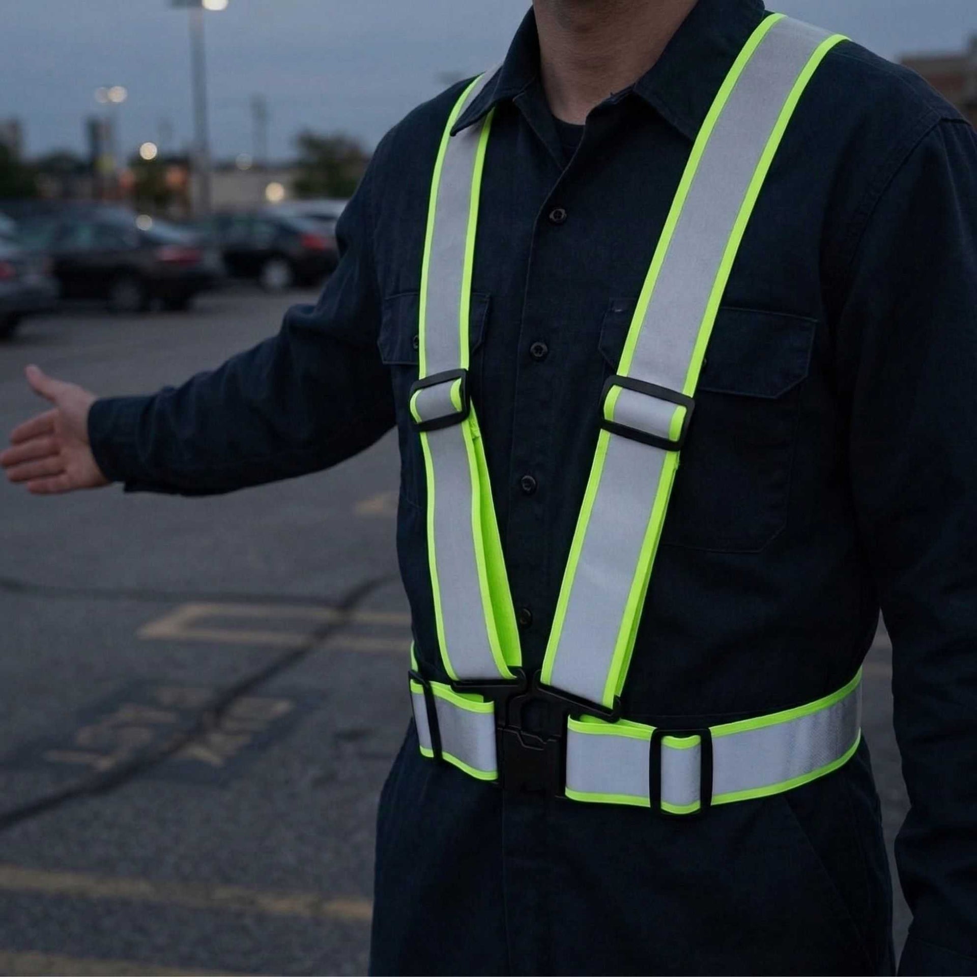 Be Safe Lime High Visibility Safety Suspenders - 1.57" Wide Reflective Tape, One Size Fits Most - 1 count box