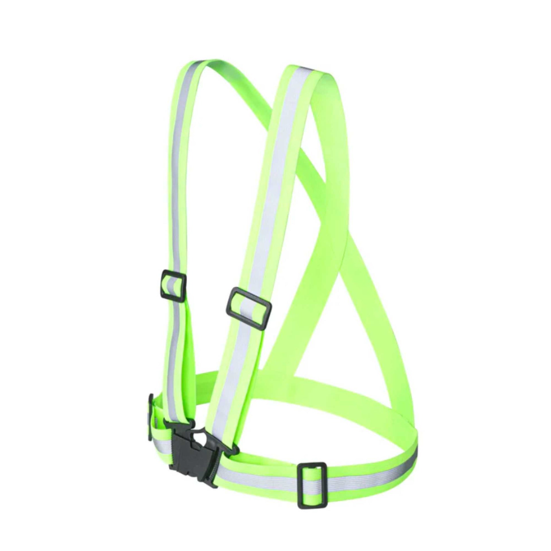 Be Safe Lime High Visibility Safety Suspenders - 0.59" Wide Reflective Tape, One Size Fits Most - 1 count box