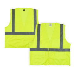 Be Safe Type R Class 2 Lime S/M High Visibility Mesh Safety Vest - Hook/Loop Closure, Reflective Tape - 1 count box