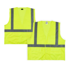 Be Safe Type R Class 2 Lime 2XL/3XL High Visibility Mesh Safety Vest - Hook/Loop Closure, Reflective Tape - 1 count box