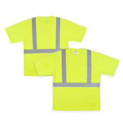 Be Safe Type R Class 2 Lime L High Visibility Mesh Safety Shirt - Short Sleeve, Reflective Tape - 1 count box