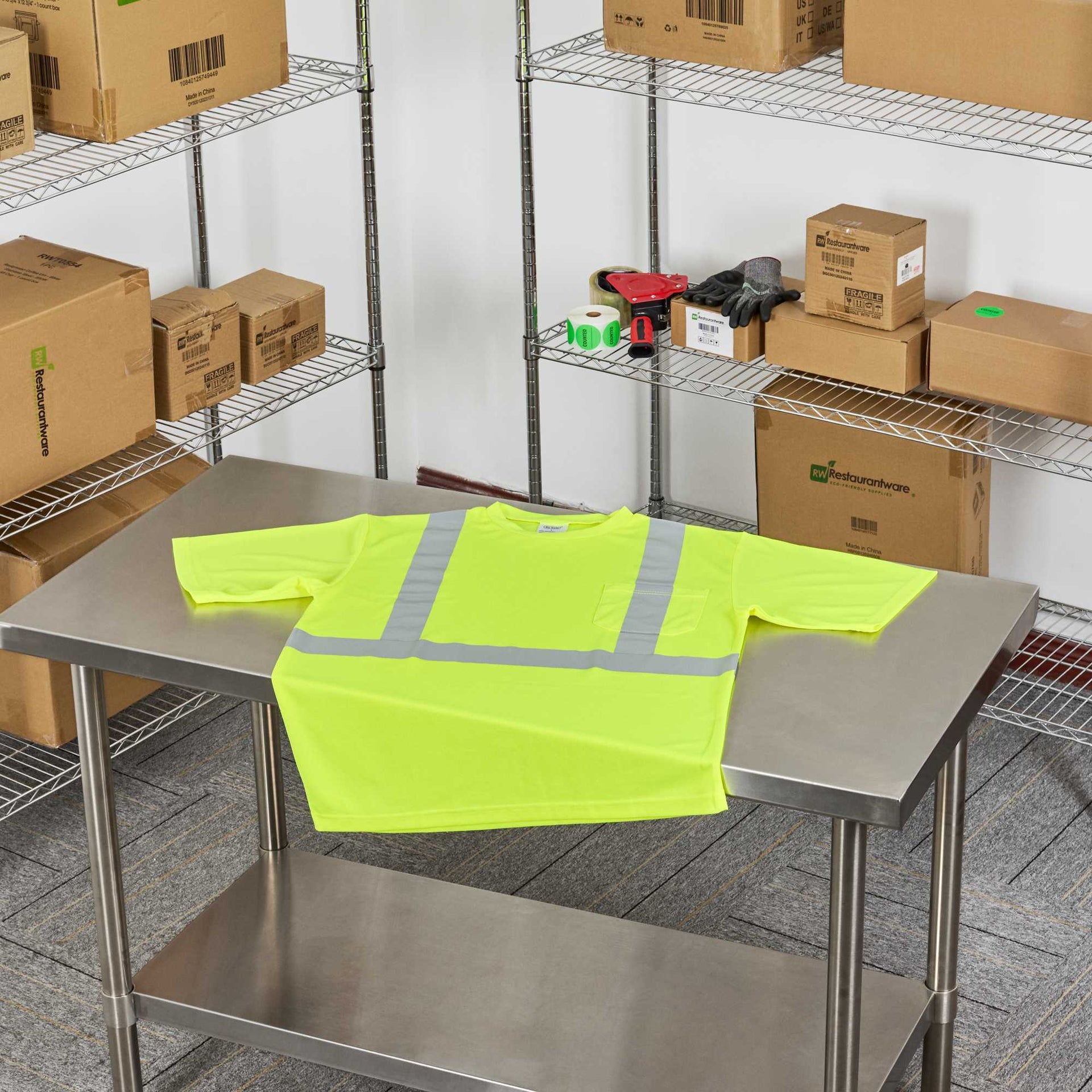 Be Safe Type R Class 2 Lime L High Visibility Mesh Safety Shirt - Short Sleeve, Reflective Tape - 1 count box