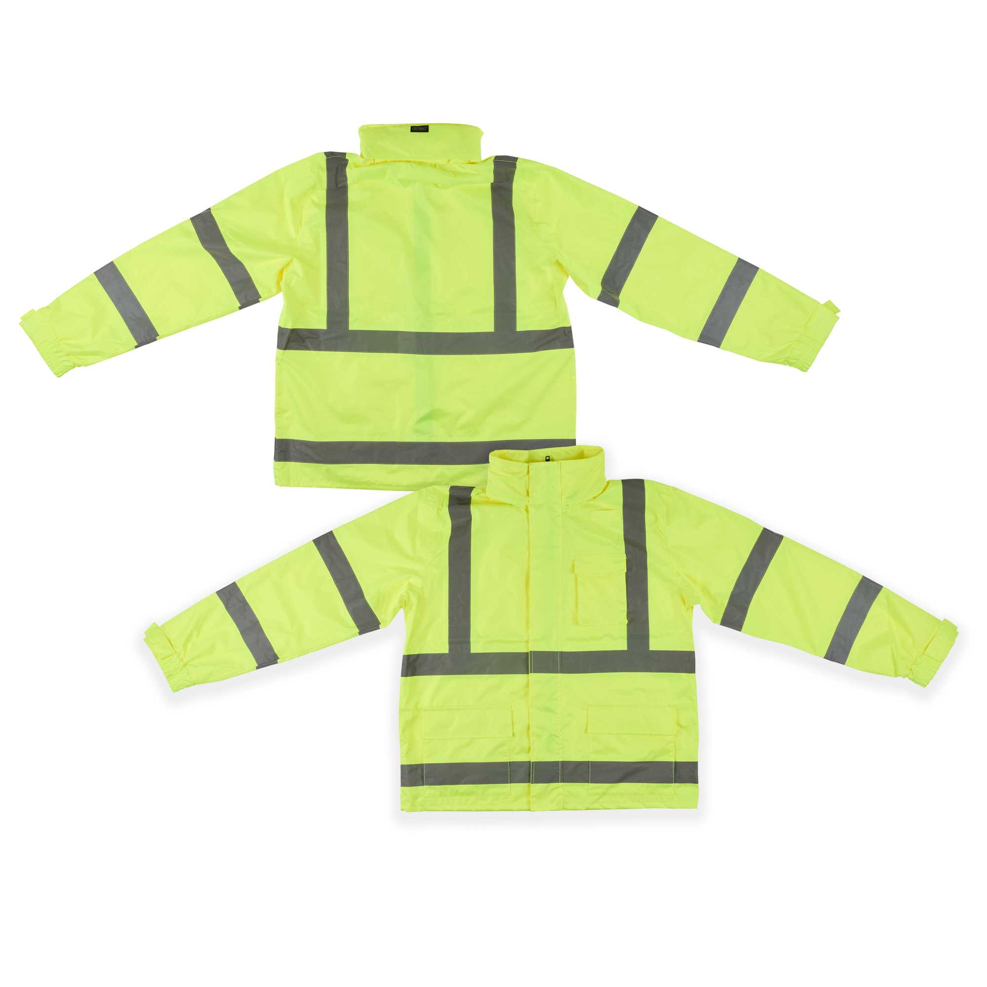 Be Safe Type R Class 3 Lime M High Visibility Lightweight Rain Jacket - Zipper Closure, Reflective Tape - 20 count box