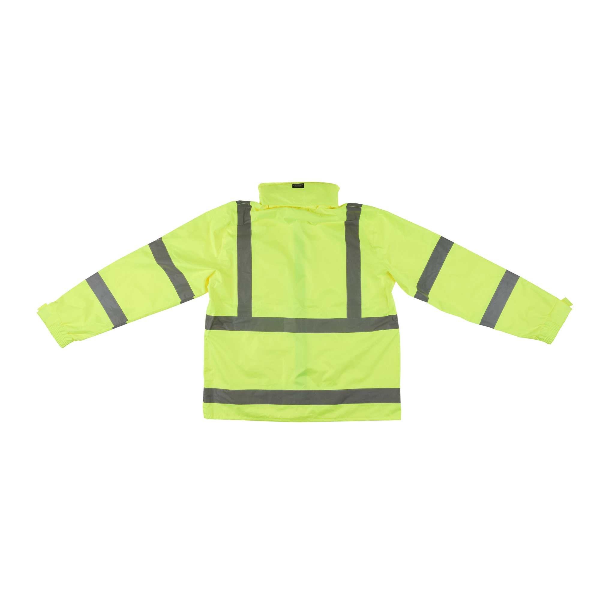 Be Safe Type R Class 3 Lime 2XL High Visibility Lightweight Rain Jacket - Zipper Closure, Reflective Tape - 1 count box