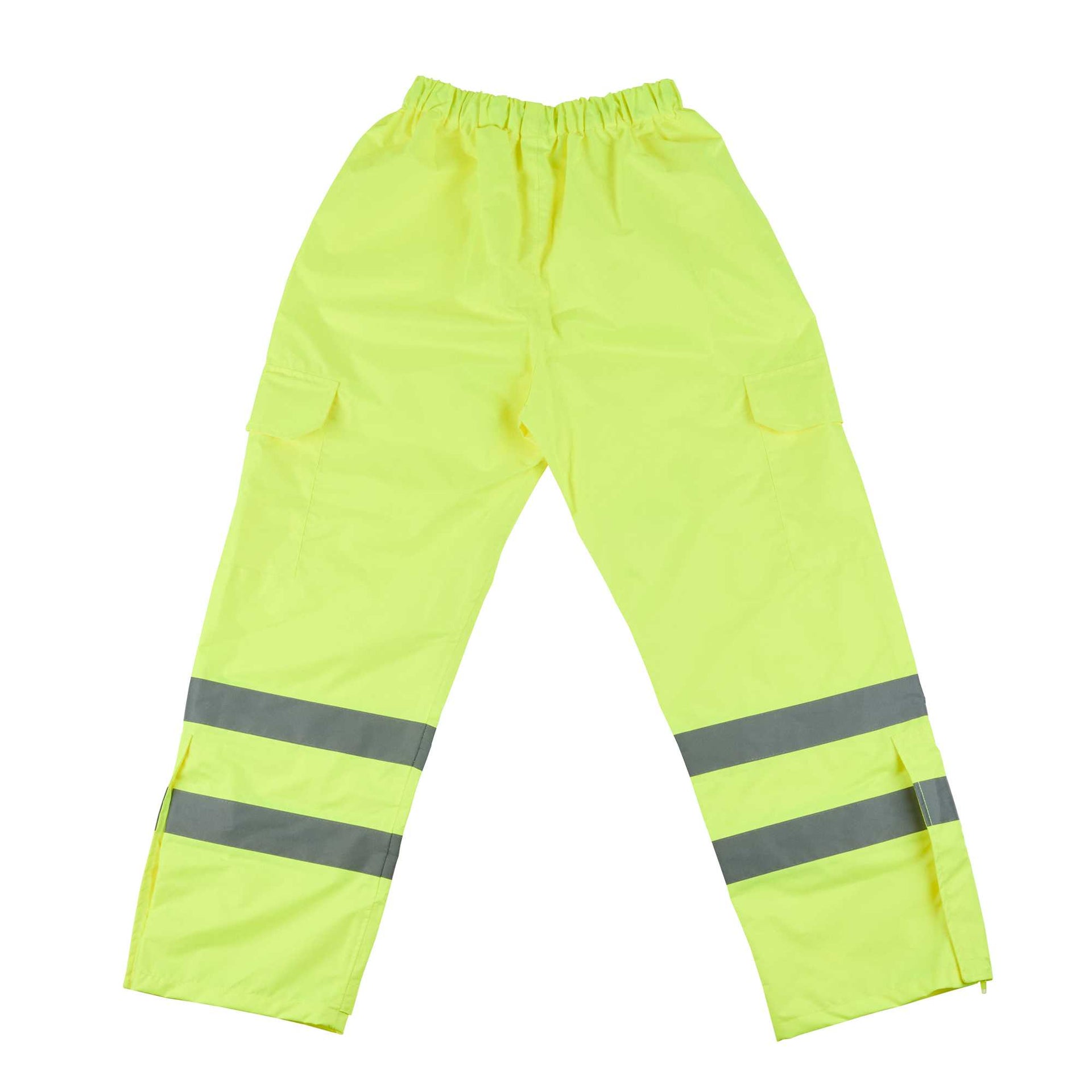 Be Safe Class E Lime L High Visibility Lightweight Rain Pants - Reflective Tape - 20 count box