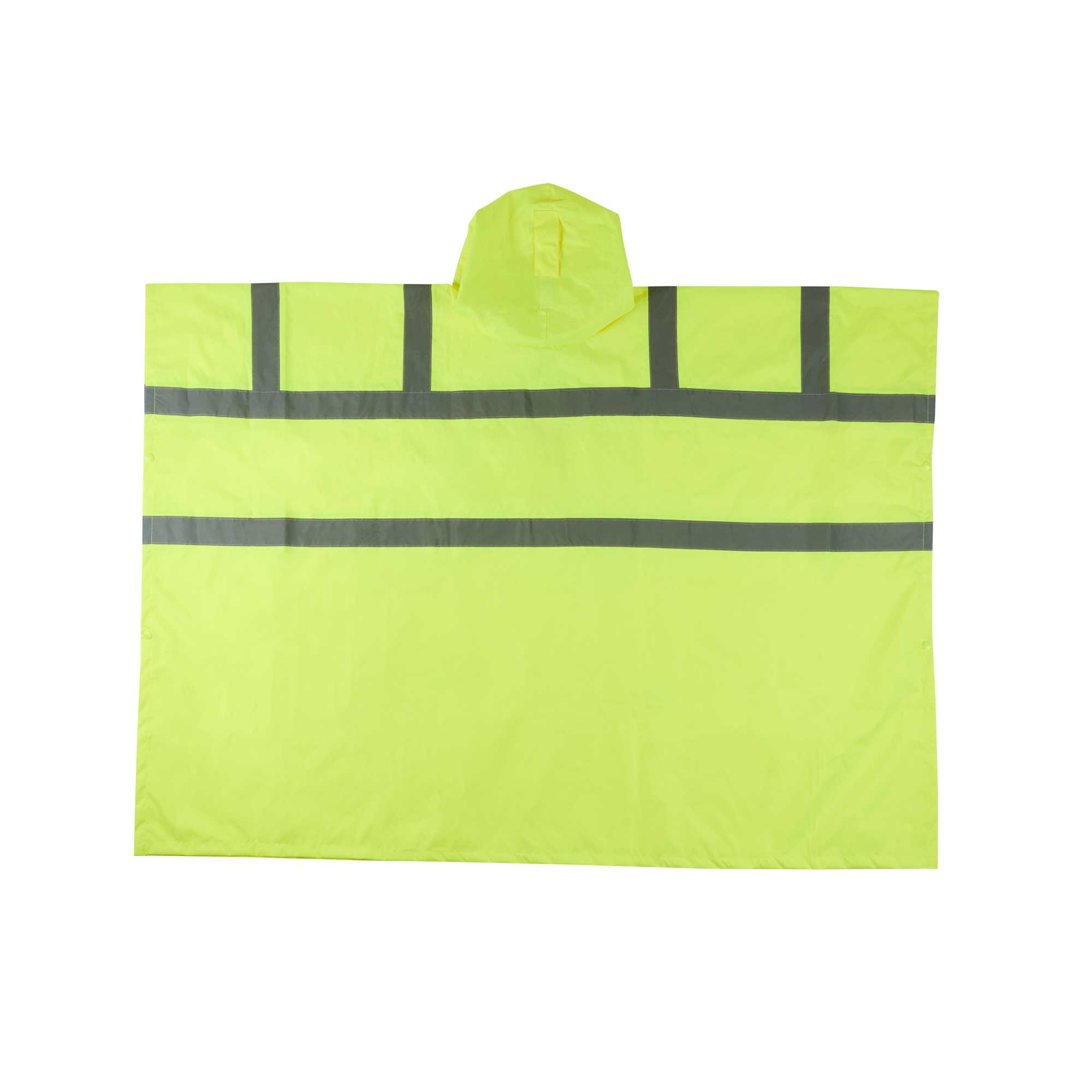 Be Safe Type R Class 3 Lime One Size Fits All High Visibility Lightweight Rain Poncho - Reflective Tape - 20 count box