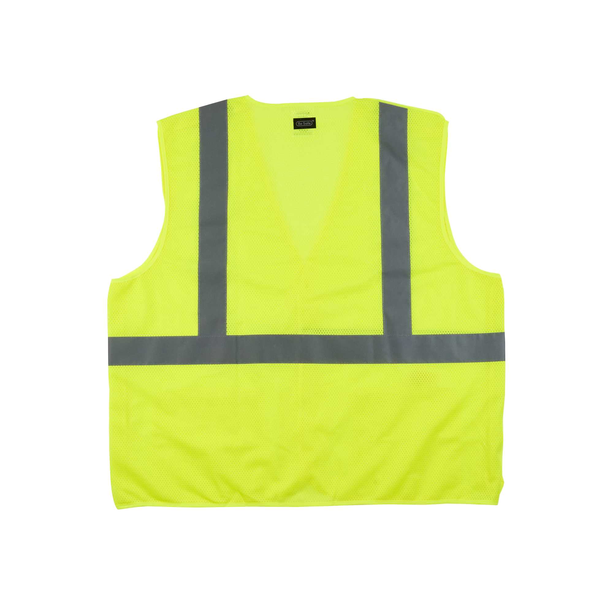 Be Safe Type R Class 2 Lime 2XL/3XL High Visibility 5-Point Breakaway Mesh Safety Vest - Hook/Loop Closure, Reflective Tape - 20 count box