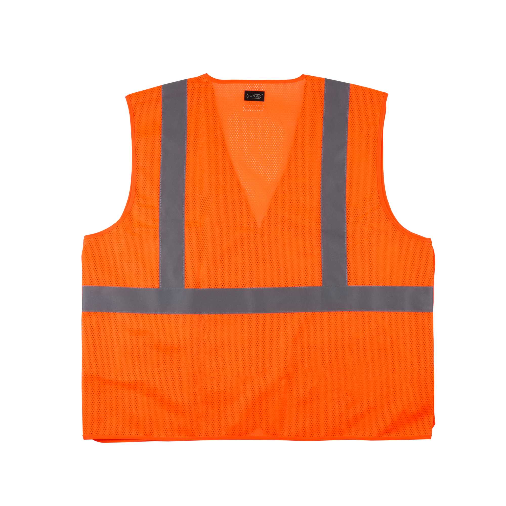 Be Safe Type R Class 2 Orange 2XL/3XL High Visibility 5-Point Breakaway Mesh Safety Vest - Hook/Loop Closure, Reflective Tape - 20 count box