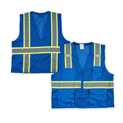 Be Safe Blue S/M High Visibility Mesh Safety Vest - Zipper Closure, Reflective Tape - 20 count box