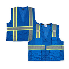 Be Safe Blue 2XL/3XL High Visibility Mesh Safety Vest - Zipper Closure, Reflective Tape - 1 count box