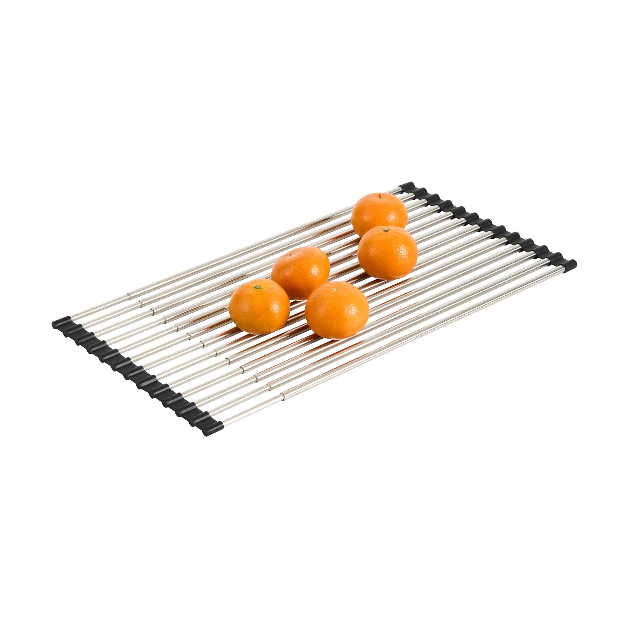 Clean Tek Professional Gray Stainless Steel Over-Sink Roll-Up Drying Rack - Extendable, Non-Slip - 15 3/4" x 9 1/2" - 1 count box