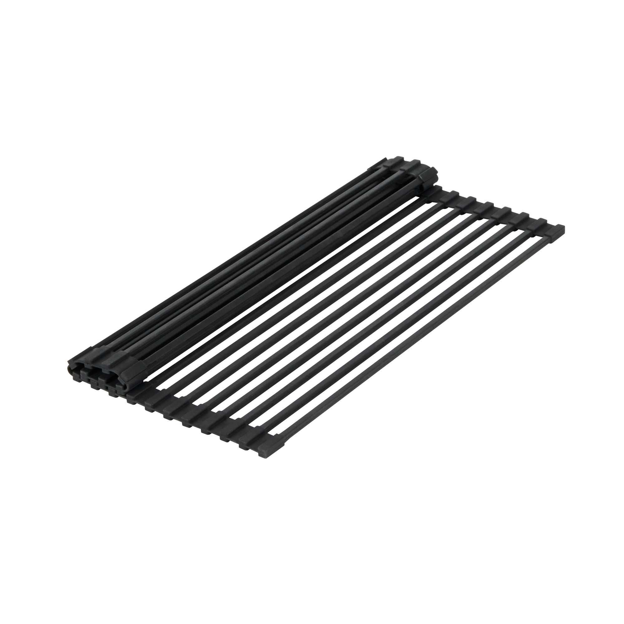 Clean Tek Professional Black Steel Over-Sink Roll-Up Drying Rack - Non-Slip - 17" x 13" - 12 count box