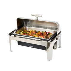 Cater Tek 14 qt Full Size Electric Chafer - Stainless Steel Roll Top Cover, Food Pan, Stand, 120V, 760W - 1 count box