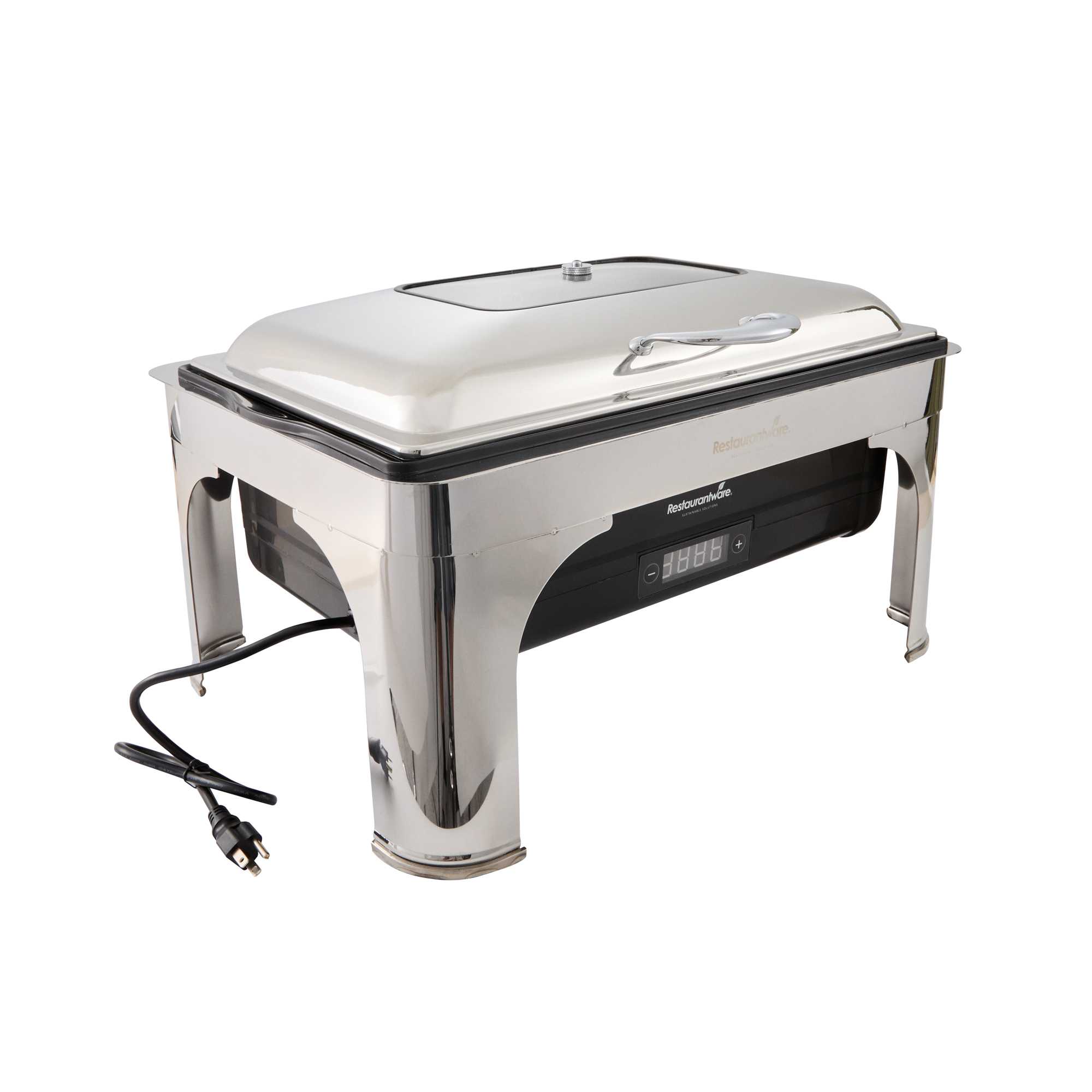 Cater Tek 14 qt Full Size Electric Chafer - Hinged Lid, Food Pan, Stand, Digital Temperature Control, 120V, 760W - 1 count box