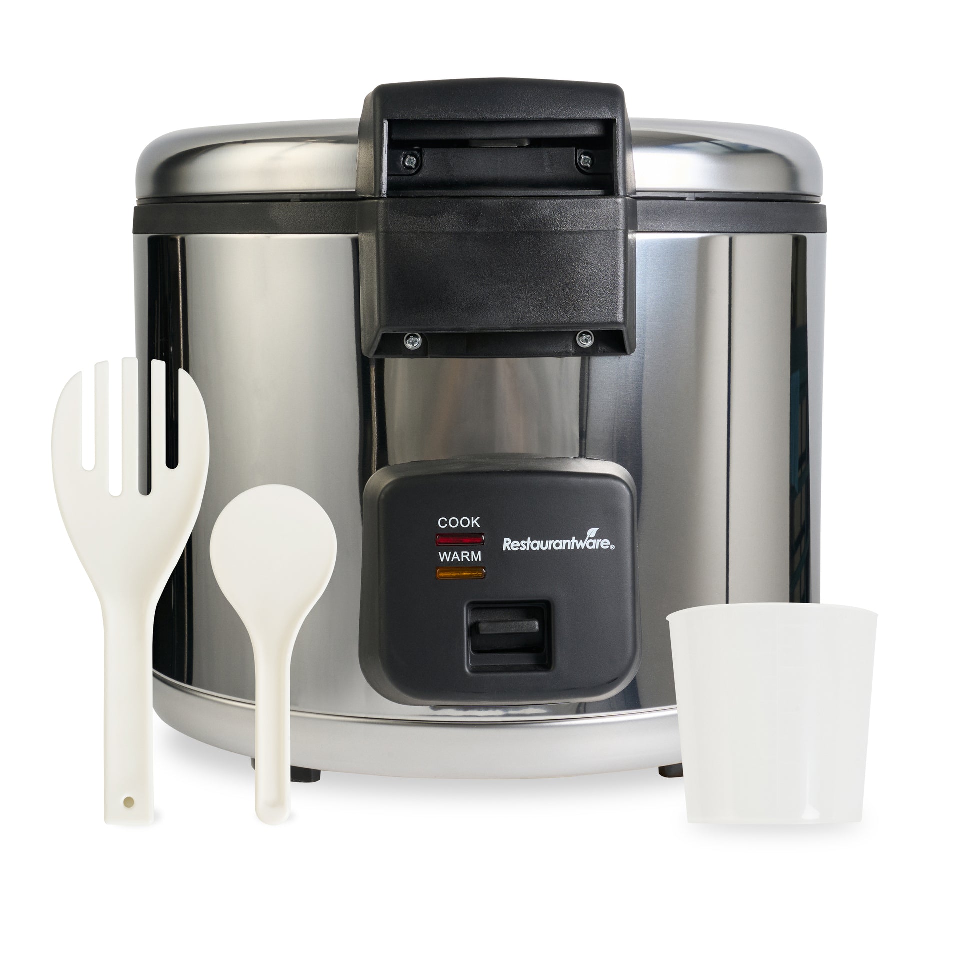 Kitchen Tek 70 Cup (35 Cup Raw) Steel Electric Rice Cooker / Warmer - with Hinged Lid, 110-120V, 1650W - 1 count box