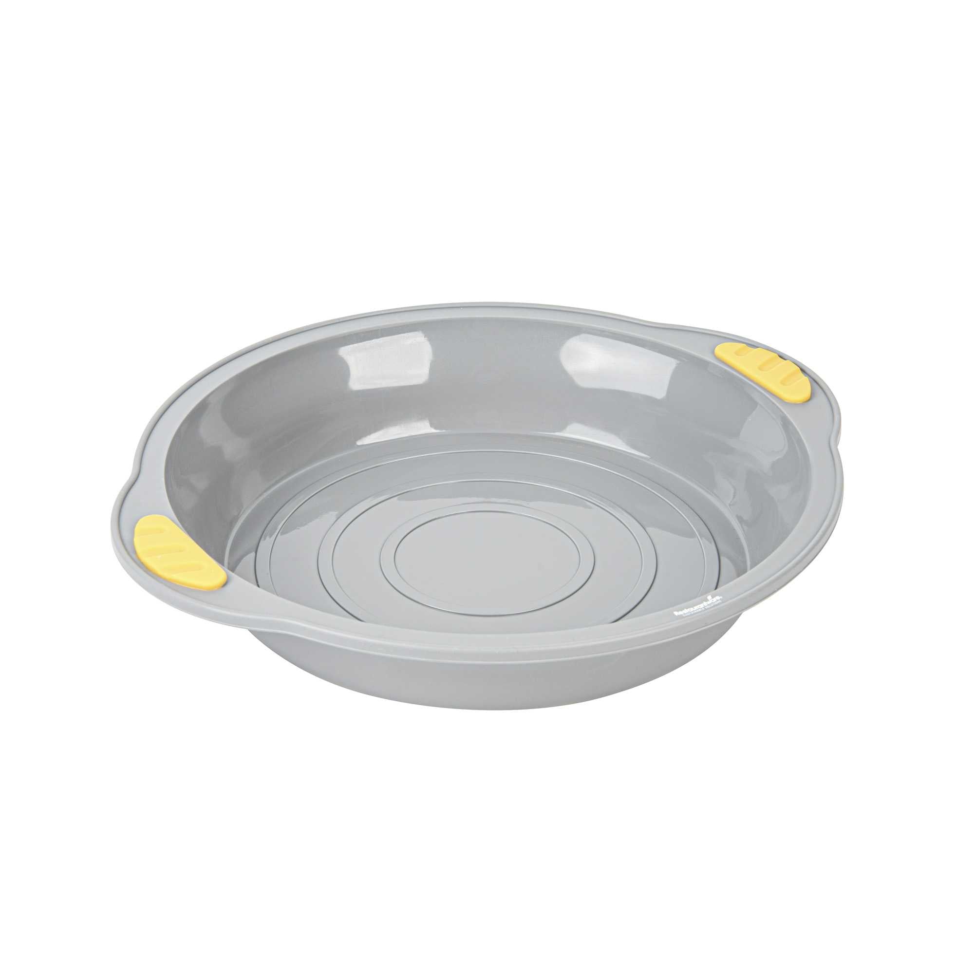 Pastry Tek Round Gray Silicone Cake Pan - Non-Stick, with Handles - 11 1/4" x 10 1/4" x 1 3/4" - 40 count box