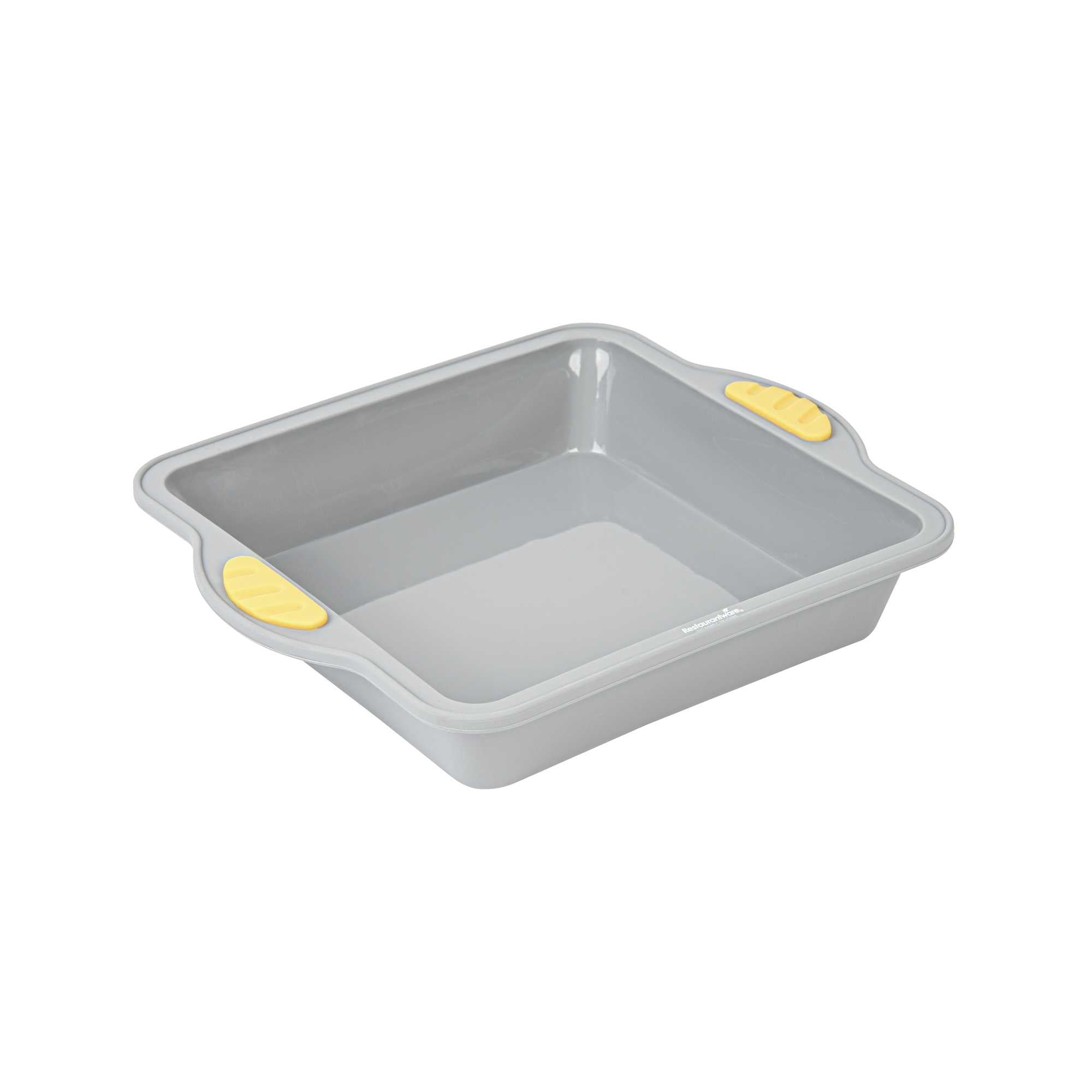 Pastry Tek Square Gray Silicone Cake Pan - Non-Stick, with Handles - 9 3/4" x 8 1/2" x 1 3/4" - 40 count box